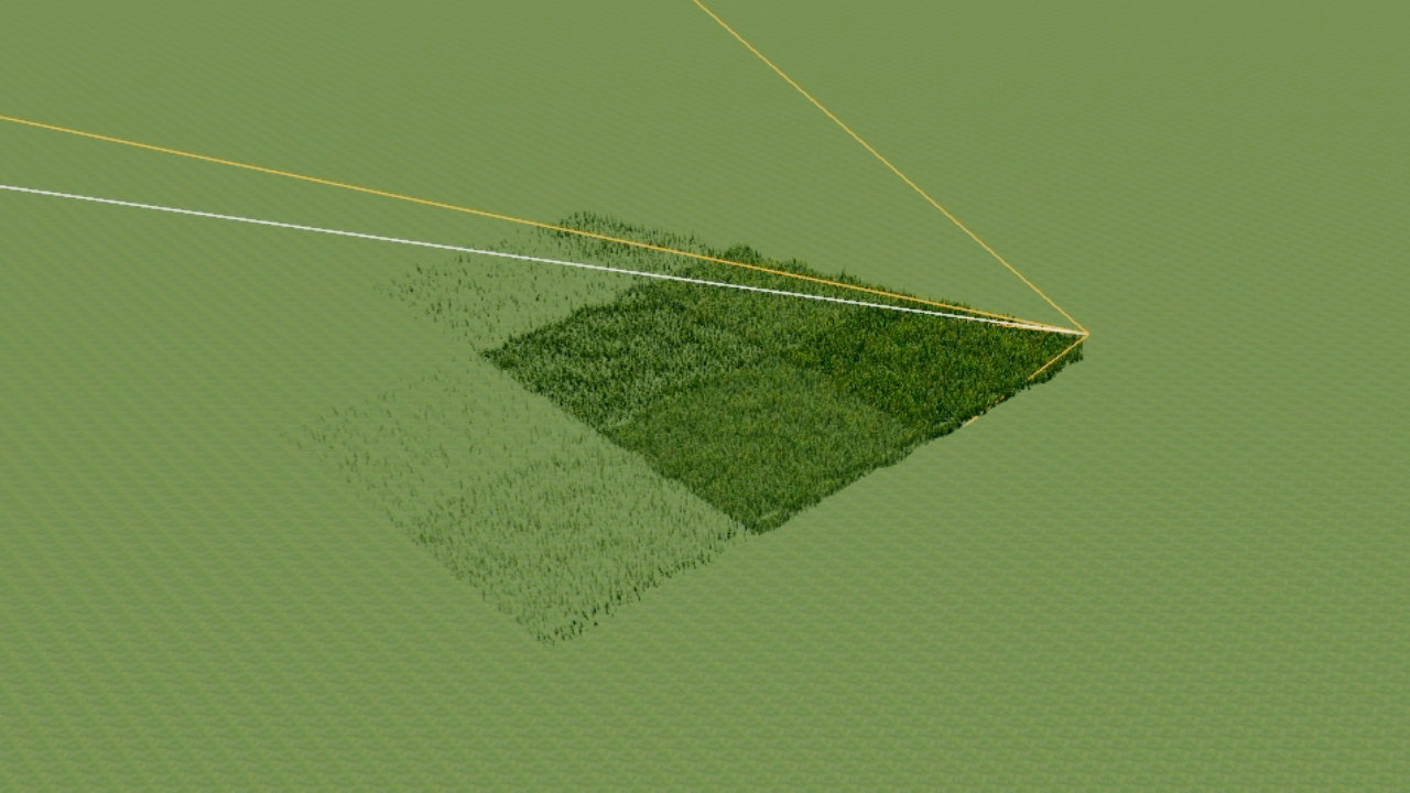 Grass tiles using different LOD levels based on distance from the camera